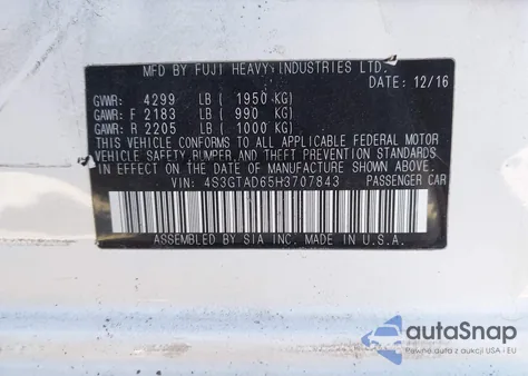 2017 Subaru Impreza 2.0I Premium from USA, damaged, VIN 4S3GTAD65H3707843